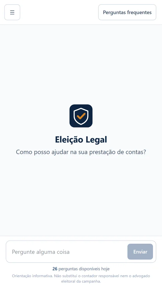 A tela inicial